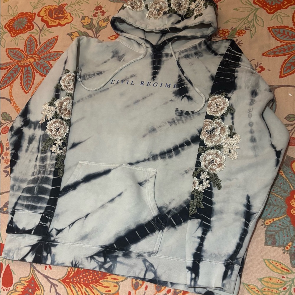 Civil Regime Tie-Dye Hoodie with Floral Accents
